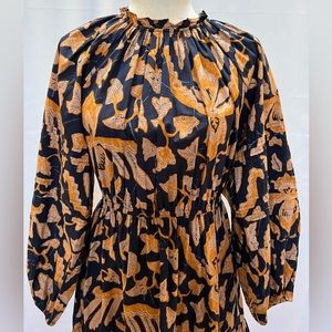 Ulla Johnson cotton poplin midi dress with statement sleeves size 8